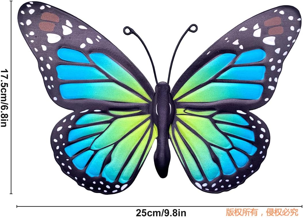 Metal Butterfly Wall Art Outdoor Decor - 4 Pack 9.8in Butterflies Wall Sculpture Hanging Decor for Outdoor and Indoor, Balcony Yard Patio Fence Garden Decorations, Nice Gift for Mom Friend