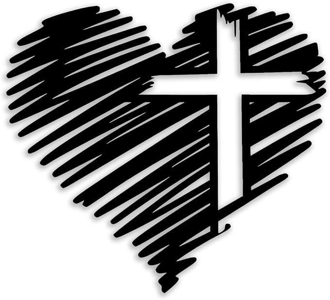 Heart Cross Metal Wall Decor - Elegant Minimalist Room Decor Love Wall Art Home Decor for Living Room, Bedroom, Dining Room, Bathroom, Office (Black)