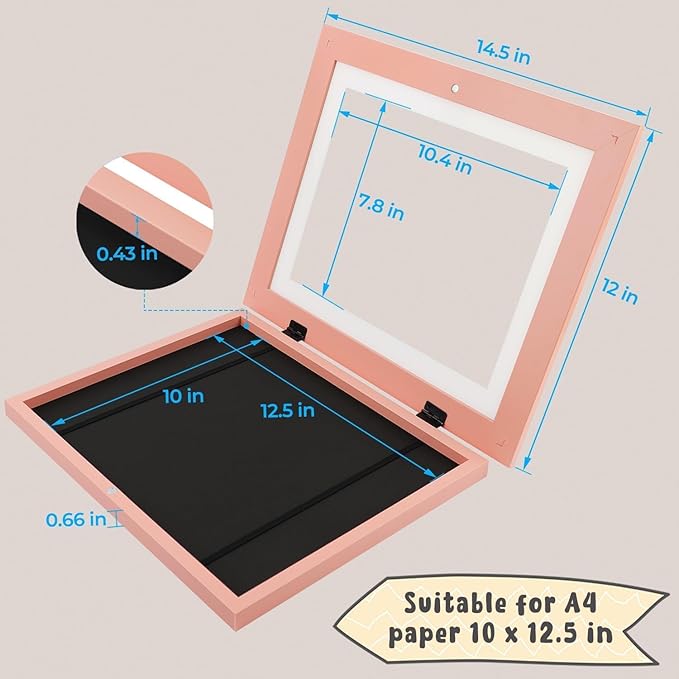 Golden State Art, 10x12.5 Kids Art Frames, Front-Opening Picture Frame Great for Kids Drawings, Artworks, Children Art Projects, Schoolwork, Home or Office (Pink Set of 4)