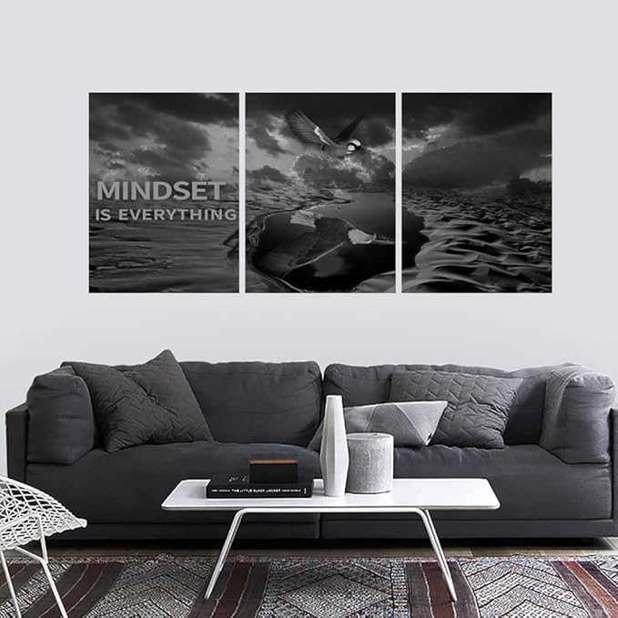 Yetaryy 3 Panels Inspirational Canvas Painting Motivational Wall Art Success Framed Poster Grind Hustle Positive Quotes Wall Poster Office Inspirational Décor 72''W x 36''H (Animals-HeiYing-3XL)