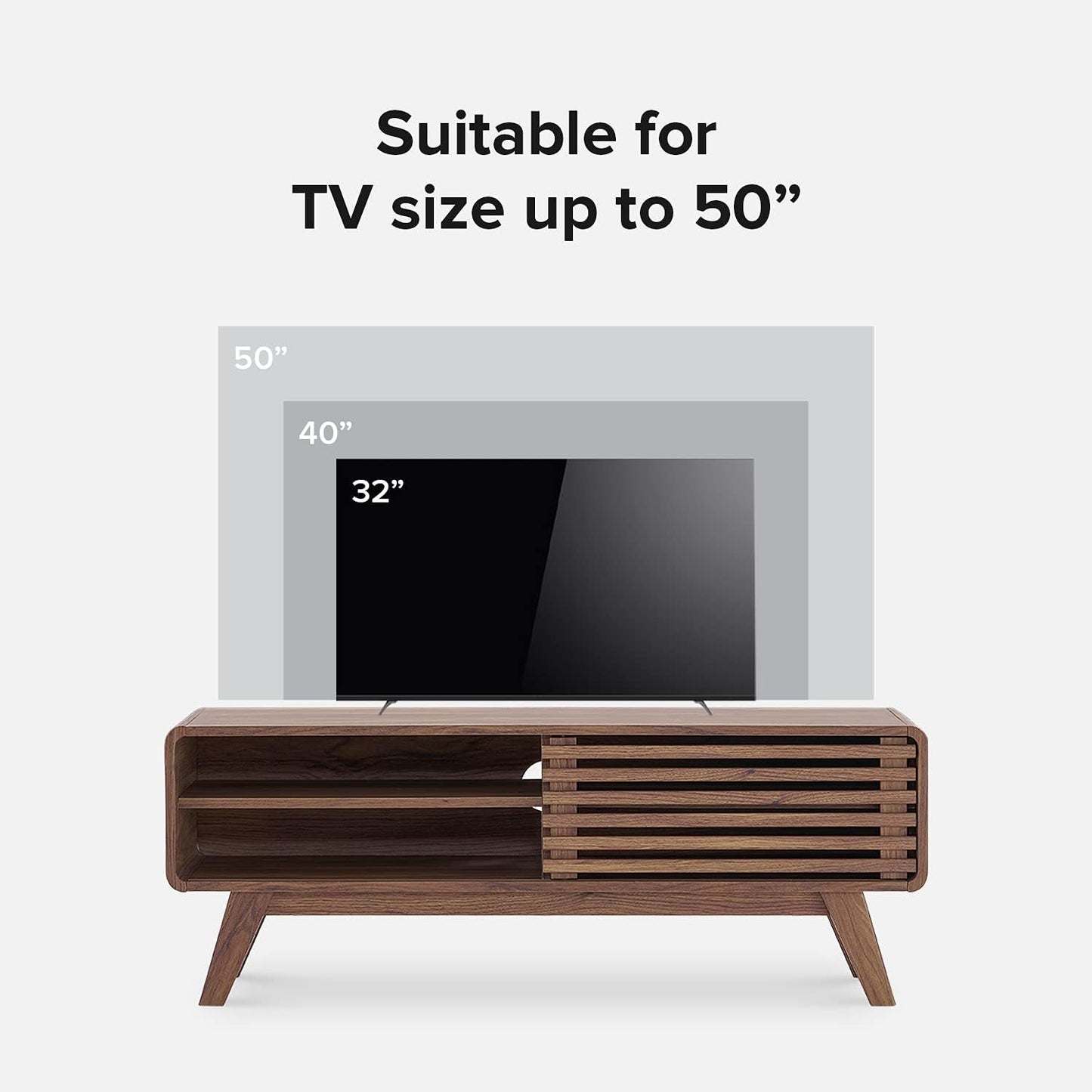 mopio Ensley TV Stand, Mid Century Modern for 55/60/65 inch TV, Farmhouse TV Stand, Entertainment Center with Storage, TV and Media Consol for Living Room (Walnut, 46")