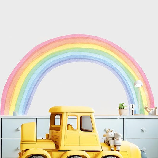 Large Rainbow Wall Decals - Colorful Wallpaper and Wall Stickers for Girls' Bedroom - Vibrant Rainbow Wall Art Decoration for Nursery and Classroom