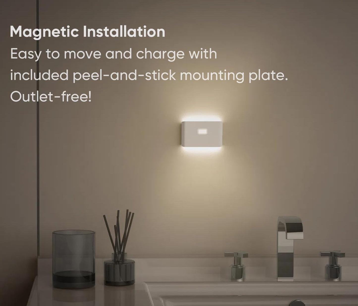 Rechargeable Night Lights with Dusk to Dawn & Motion Sensors, Warm & Soft White Stair Lights for Bathroom, Hallway, Linkable, Magnetic Mount, 9 Pack