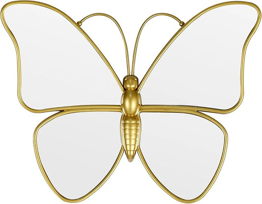 Decorative Butterfly Wall Mirror with Gold Plastic Frame (12.2 x 9.8 inch)
