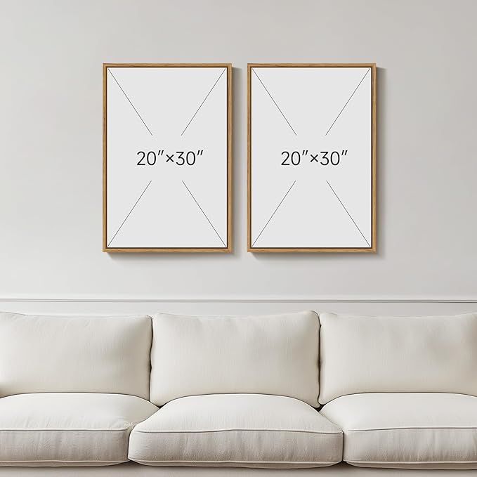 Framed Green Boho Wall Art for Living Room, Large Set of 2 Geometric Botanical Artwork for Walls, Bohemian Modern Neutral Canvas Painting Prints for Bedroom Office Kitchen Hallway Wall Decor, 20x30 In