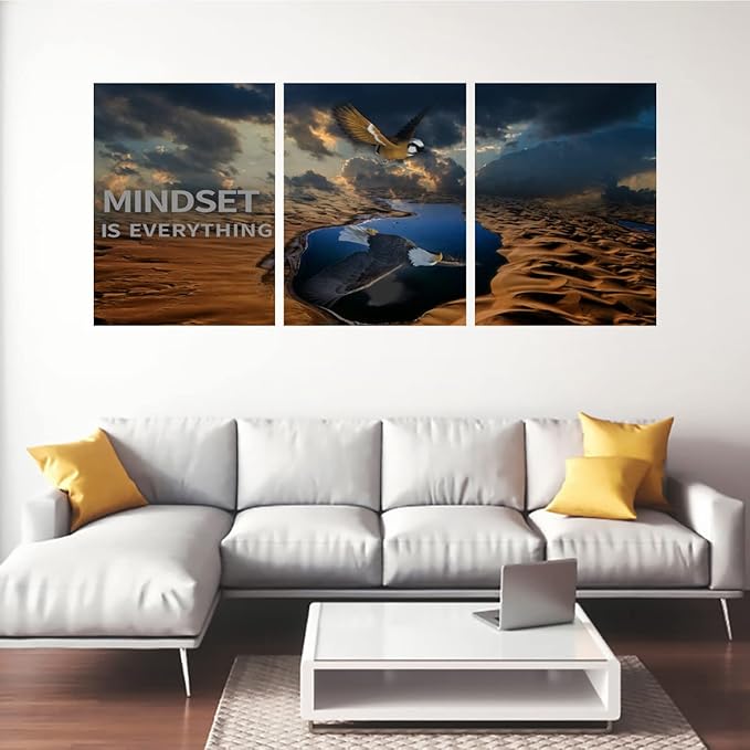 3 Panels Inspirational Canvas Poster Motivational Wall Art Inspirational Wall Art Entrepreneur Quotes Artwork Painting Picture for Framed Home Decoration Living Room office bedroom 60" W x 28" H
