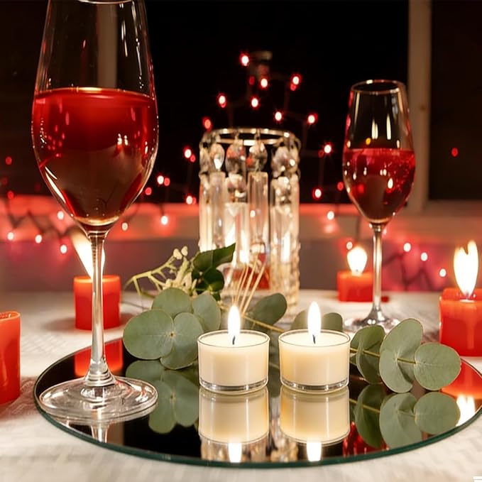 16pcs 8" Round Mirror Centerpieces for Tables Acrylic Circle Mirrors Bulk Wall Mirrors Candle Plate Trays for Craft DIY Wedding Birthday Valentine Table Decor Home Wall Decor