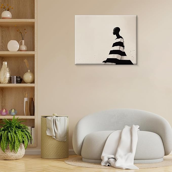 Nordic Black Woman Canvas Wall Art Print Minimalist Black Girl Picture Painting Artwork Aesthetic Wall Decor for Home Living Room Bedroom 8x10 Framed