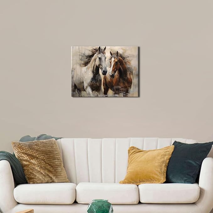Retro Horse Decor Horse Pictures Wall Decor Horses Wall Art Western Cowboy Canvas Prints Rustic Farmhouse Horses Painting Poster Wild Animal Canvas Artwork for Living Room Office Home Decoration 12x16"