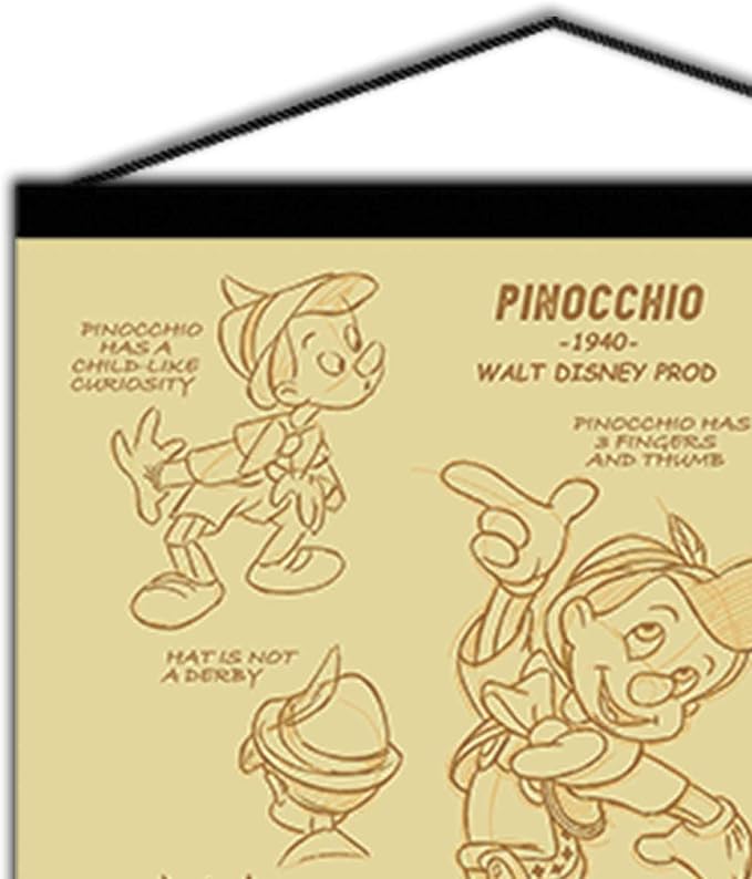 Open Road Brands Disney Pinocchio Hanging Canvas Banner - Nostalgic Pinocchio Wall Decor for Movie Room or Play Room