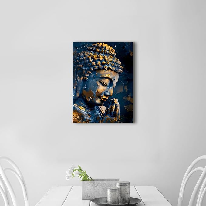 Buddha Wall Art Zen Decor for Living Room Buddhist Pictures Abstract Spiritual Canvas Poster Buddha Statue Painting Meditation Wall Art Religious Artwork for Bedroom Yoga Home Decoration 12x16"