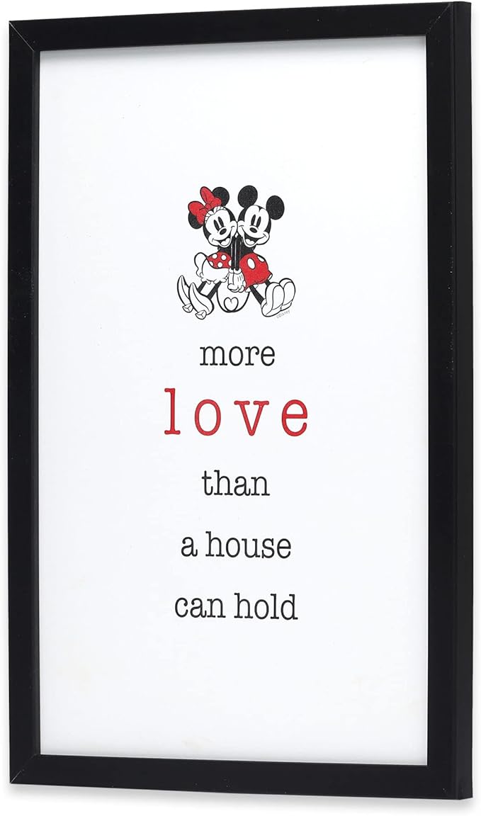 Open Road Brands Disney Mickey and Minnie Framed Wall Art - More Love Than a House Can Hold - Classic Mickey Mouse Picture
