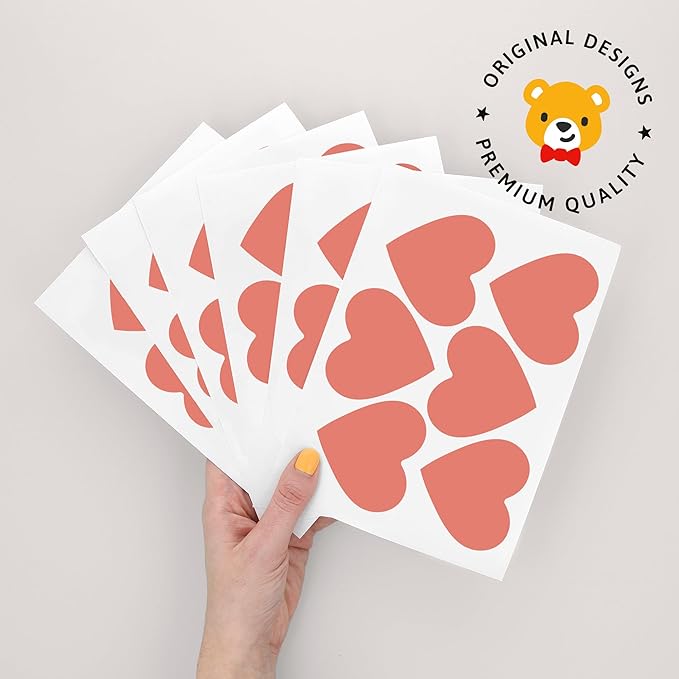 Red Hearts - Easy-to-Apply & Removable Wall Stickers: Transform Your Toddlers Bedroom with Durable, Vibrant Peel-and-Stick Wall Decor – Stickers for Kids