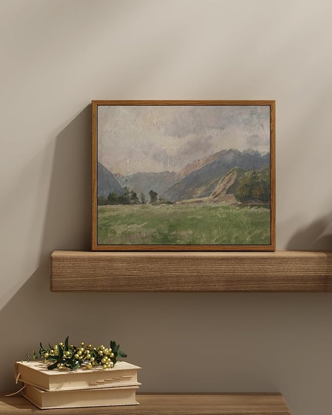 InSimSea Framed Canvas Wall Art Vintage Decor, Retro Landscape Canvas Wall Art, Farmhouse Bedroom Wall Decor, Cottagecore Wall Decorations for Living Room, Bathroom, Dining Room Decor, 11"x14"