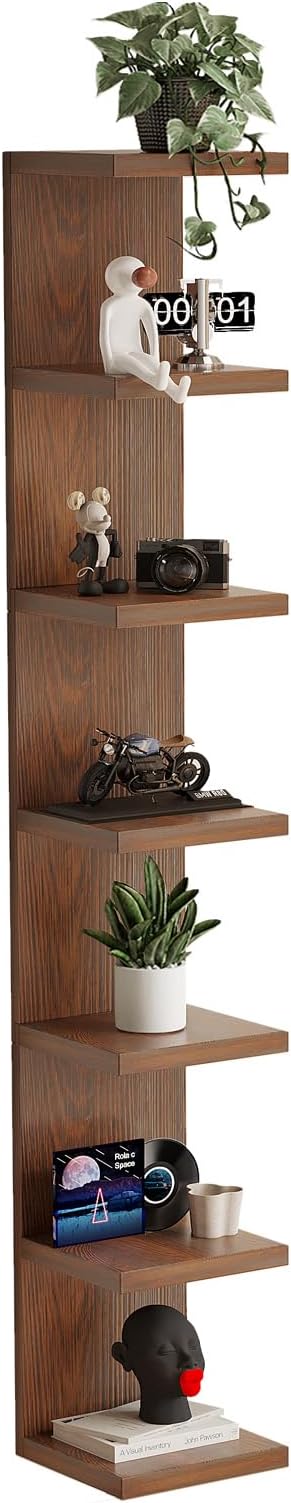 Lack Wall Shelf,Display Floating Shelf (Solid Wood, 7 Tier)