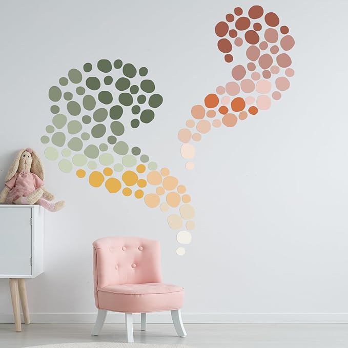 Epakh 296 Pcs Polka Dots Wall Decal Boho Rainbow Kids Playroom Wall Decor Gifts, Colorful Nursery Room Bedroom Classroom Watercolor Decal Art, Peel and Stick Modern Decor Sticker(Retro Colors)