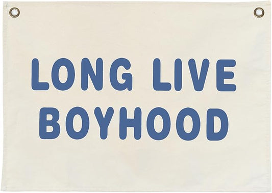 Canvas Banner Hanging Flag Banner for Nursery and Playroom Wall Décor for Kids Trendy Room Décor for Boys and Girls (Boyhood-blue)