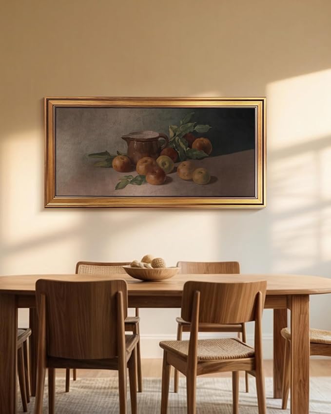HUARCEY Gold Framed Vintage Wall Art for Living Room Harvest Apples Still Life Oil Painting Large Cottagecore Room Decor Picture Canvas Print Farmhouse Fruit Wall Decor Bedroom Kitchen Bathroom 20x40