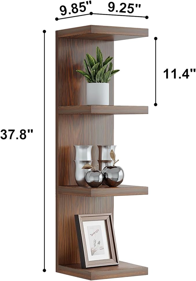 Lack Wall Shelf,Display Floating Shelf (Solid Wood, 4 Tier)