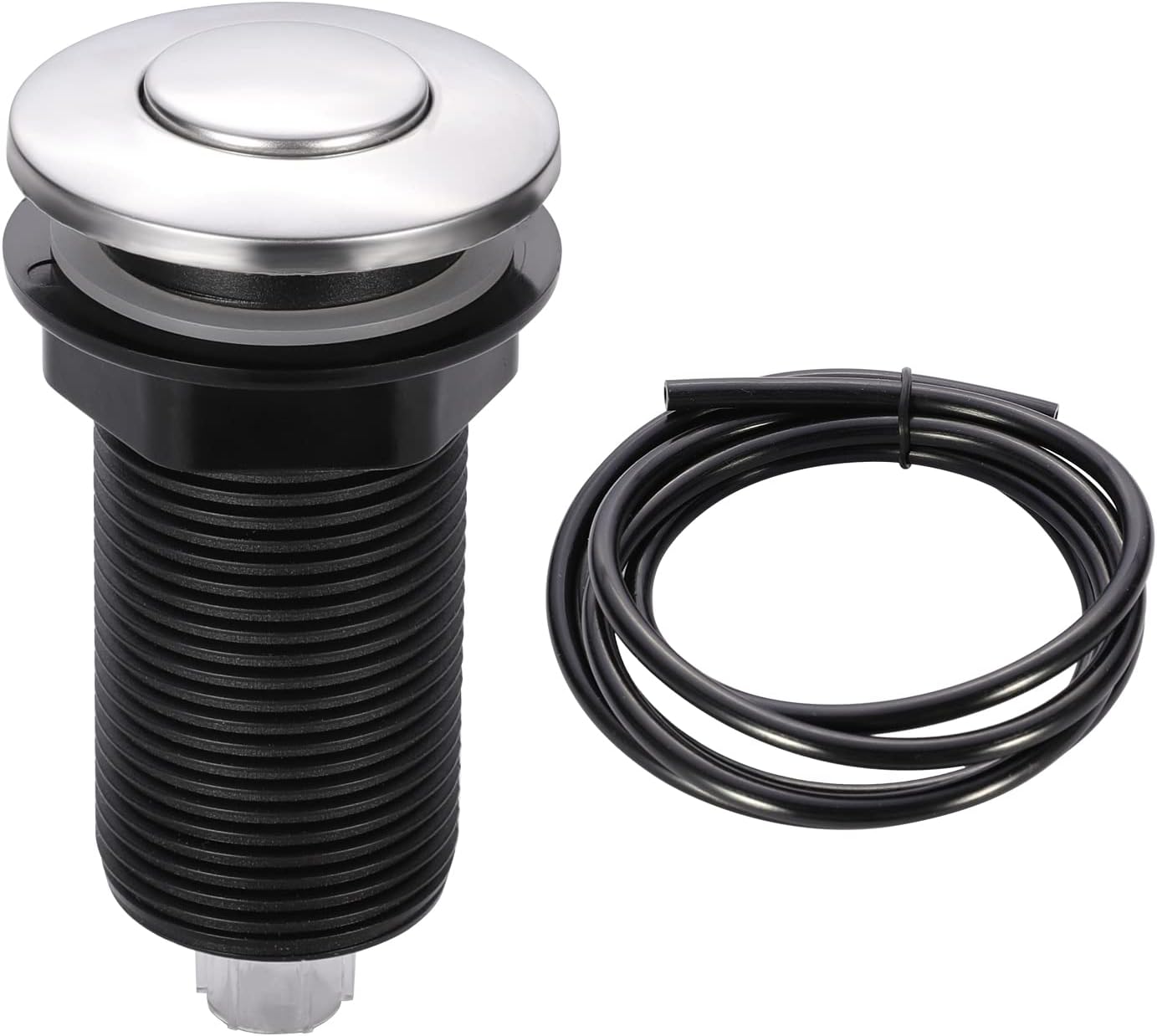 RQYEKDO Garbage Disposal Air Switch Kitchen Sink Top Long Stainless Steel Polished Nickel Long 2.5" for Food and Waste Disposal On/Off Air Button Parts Polished