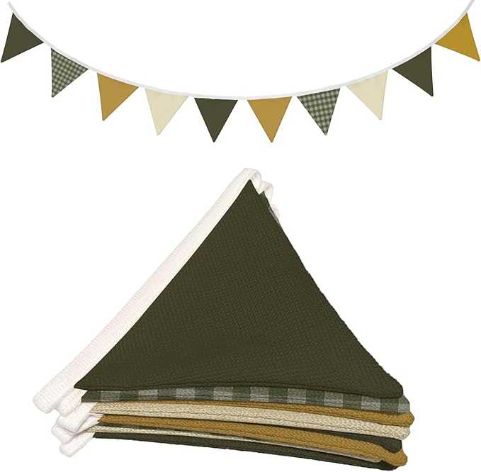 Lacama Nursery Wall Decor Sage Green Pennant Banner Flags, Toddler Boy Room Decor，Retro Green Checkered Garland Triangle Banners,Toddler Boy Room Decor, Bunting Flags for Shower Birthday Party