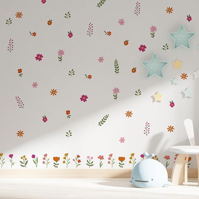 QUCHENG Boho Wall Stickers Girls Bedroom Removable Wall Decals Nursery Kids Room Decor Vinyl Murals DIY Cute Decorations 6 Sheets