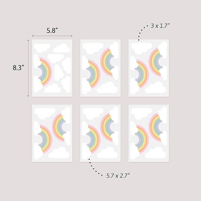 Pastel Rainbow - Easy-to-Apply & Removable Wall Stickers: Transform Your Toddlers Bedroom with Durable, Vibrant Peel-and-Stick Wall Decor – Stickers for Kids