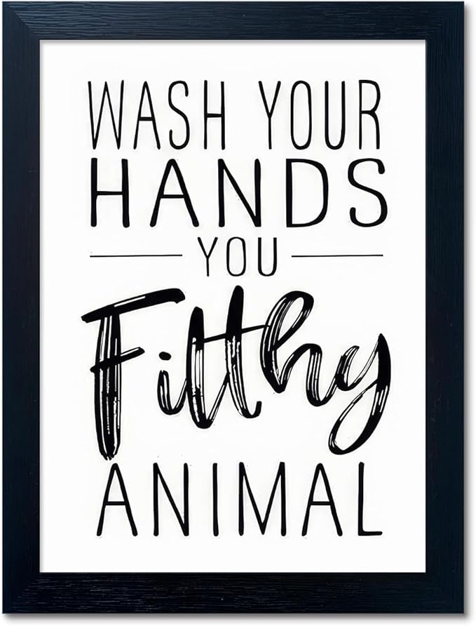 Black and White Bathroom Decor Art Bathroom Decor Signs Small Black Framed Canvas Toilet Art Kid's Washroom Artwork Print
