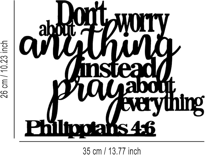 LIYOUYA Philippians4:6 Metal Wall Decor - Bible House Decor Black Wall Art Home Decor for Living Room, Bedroom, Dining Room (Black)