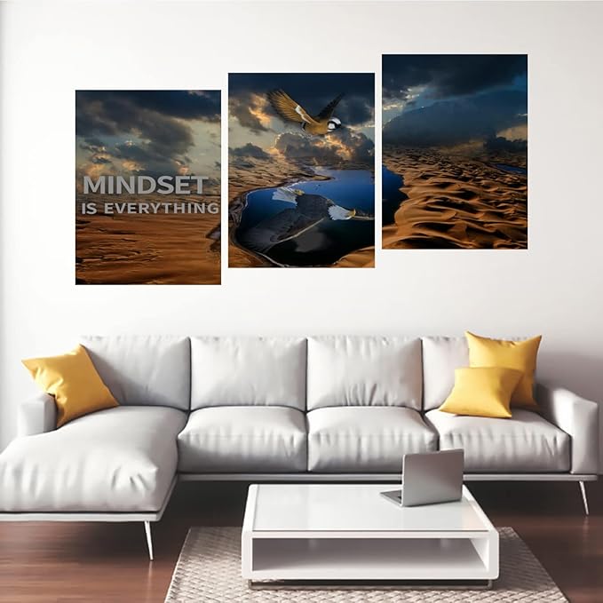 3 Panels Inspirational Canvas Poster Motivational Wall Art Inspirational Wall Art Entrepreneur Quotes Artwork Painting Picture for Framed Home Decoration Living Room office bedroom 60" W x 28" H