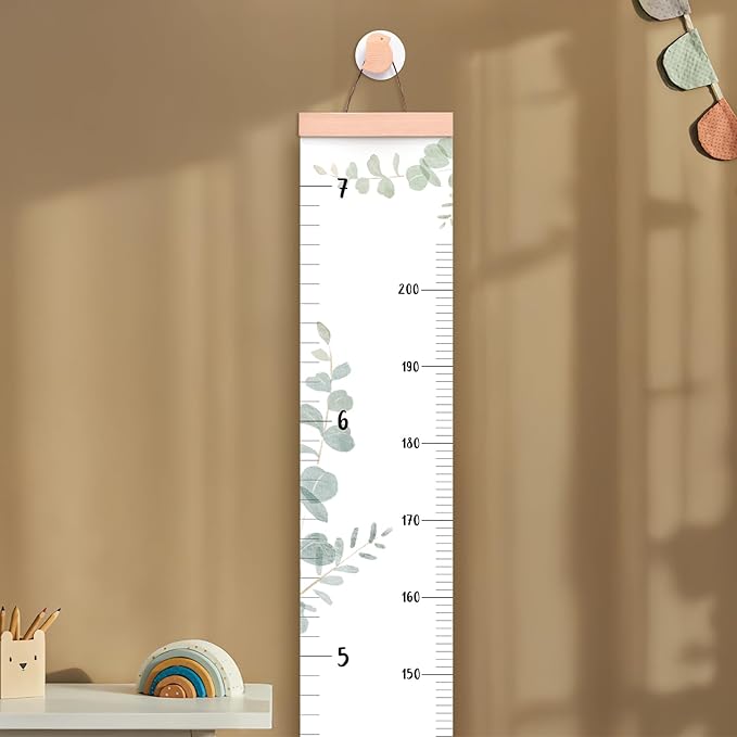 let's make Growth Chart for Wall 7 Ft Height Chart with Keepsake Box & Hook Waterproof Canvas Measure Wall Ruler Removable Neutral Nursery Wall Decor for Baby Kids Toddlers