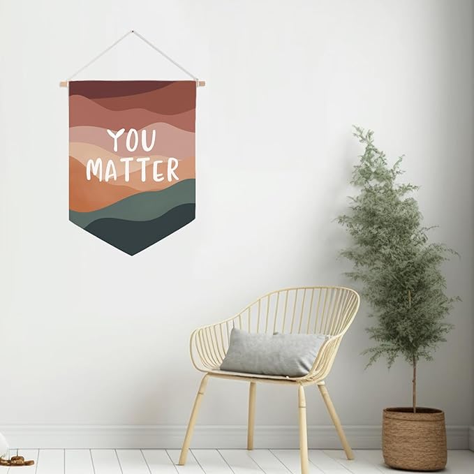 You Matter Wall Hanging Banner, Affirmations Art, Mental Health Art, School Counselor Room Decor, Psychologist Tool, Therapist Gift, Social Worker Gift, Wall Banners Gift, Linen Cotton Fabric Banners