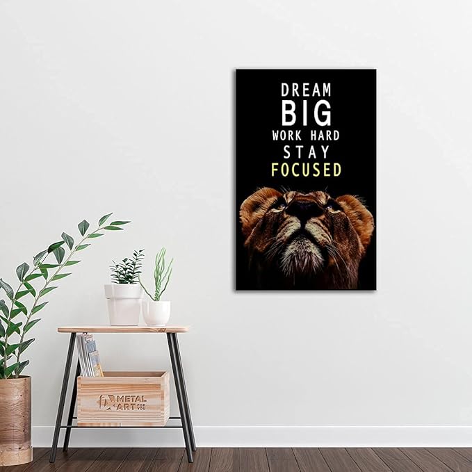 AMART SUN Dream Big and Work Hard • Motivational Print Canvas Wall Art • Inspirational Poster Artwork Modern Home Decor For Home,Office,Gym,Classroom Wall Decor Framed Ready to Hang