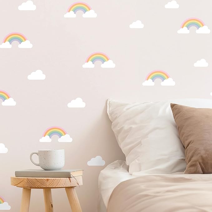 Pastel Rainbow - Easy-to-Apply & Removable Wall Stickers: Transform Your Toddlers Bedroom with Durable, Vibrant Peel-and-Stick Wall Decor – Stickers for Kids