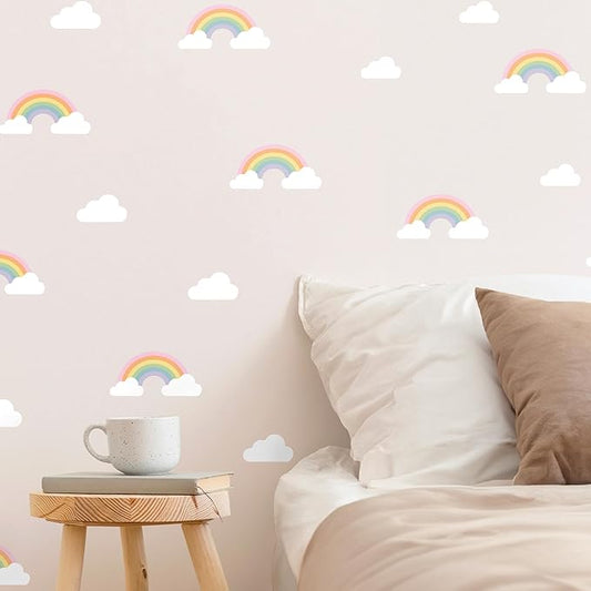 Pastel Rainbow - Easy-to-Apply & Removable Wall Stickers: Transform Your Toddlers Bedroom with Durable, Vibrant Peel-and-Stick Wall Decor – Stickers for Kids