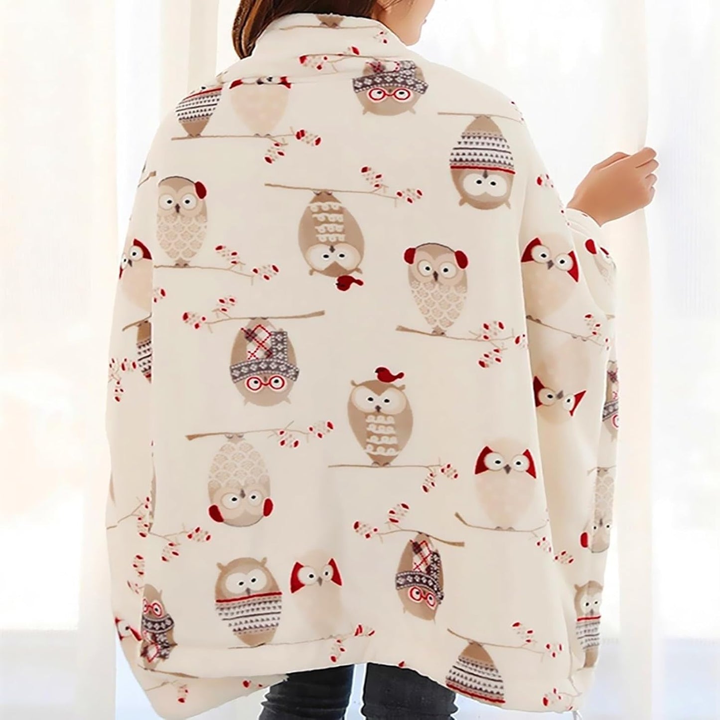 UKELER Owl Sherpa Bed Blanket King Size 90''x108''- Ultra Soft Cozy Flannel Fleece Blanket for Bed/Couch/Sofa/Office, Great Gift for Women's Day,Mother's Day,Father's Day,Thanksgiving,Christmas