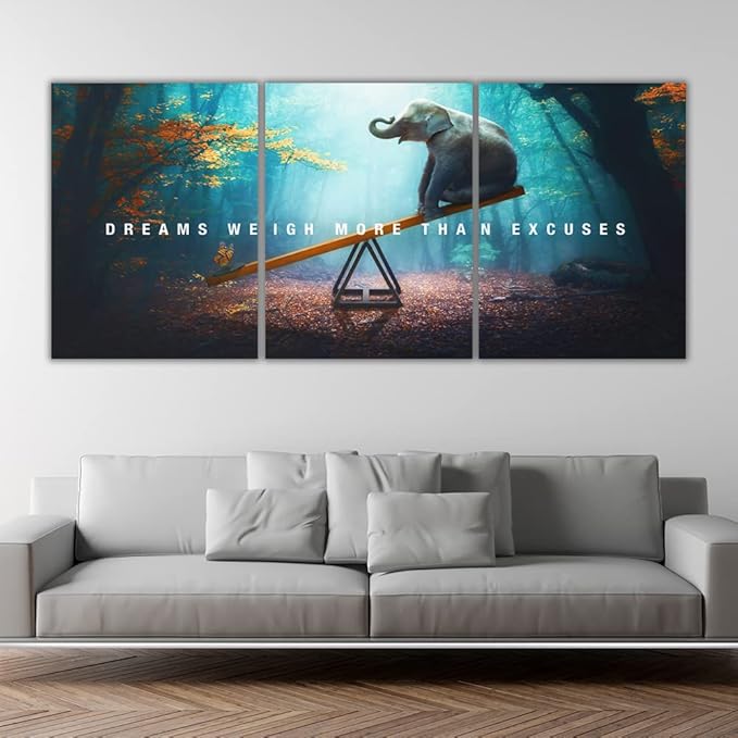 Yetaryy Motivational Poster Inspirational Wall Art 3 Pieces Canvas Painting Lion Artwork for Living Room Office Modern Home Decor Prints Pictures Wall Decor Framed Ready to Hang [72''Wx 36''H]