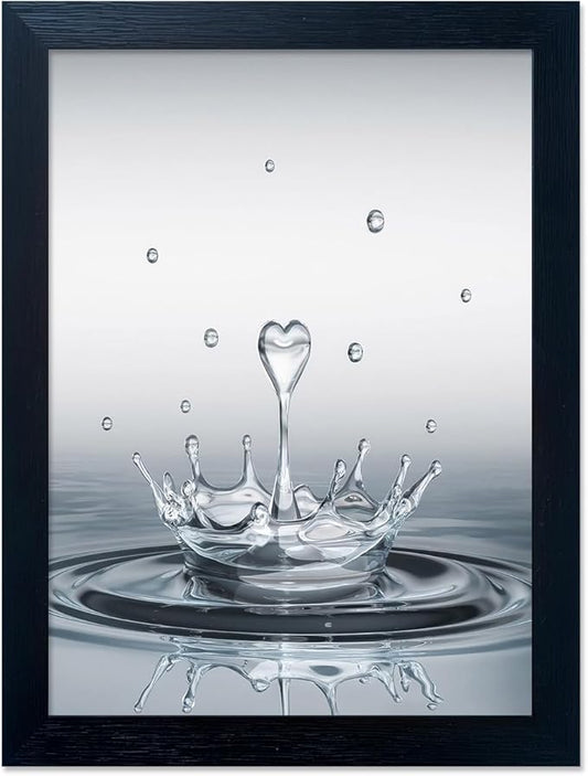Framed Bathroom Wall Art Heart Water Drop Splash Canvas Print Artwork Bathroom Pictures Wall Decor Modern Painting for Home Office Decoration