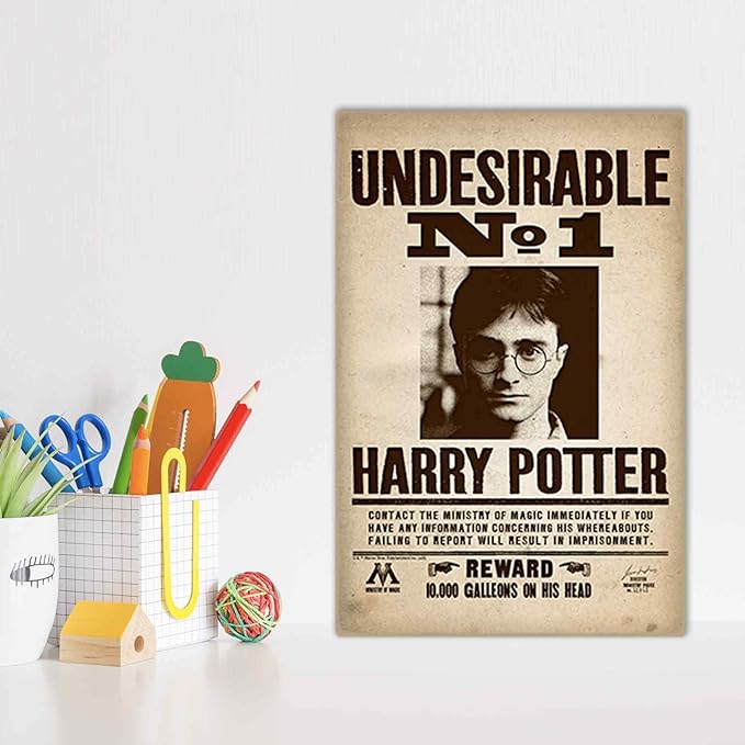 Harry Potter Undesirable No. 1 Wood Wall Decor - Vintage Harry Potter Sign for Kids' Bedroom or Movie Room