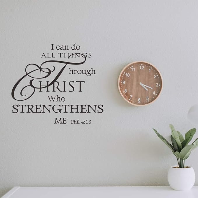 Bible Verses Wall Decor, Christian Wall Quotes – I Can Do All Things Through Christ– Religious Sticker Pastor Gift for Bedroom Prayer Room Church Sanctuary Office Nursery