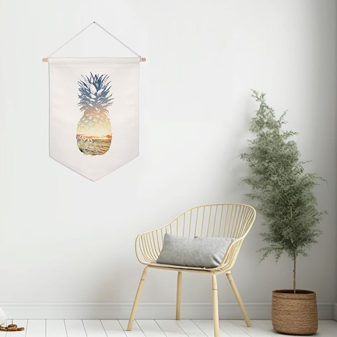 Pineapple Pennant Flag, Pineapple Decor, Pineapple Art, Beach Decor, Summer Decor, Pineapple Hanging Canvas Banner, Bedroom Wall Hanging Banners, Sister Gift, Best Friend Art Gift, for Her