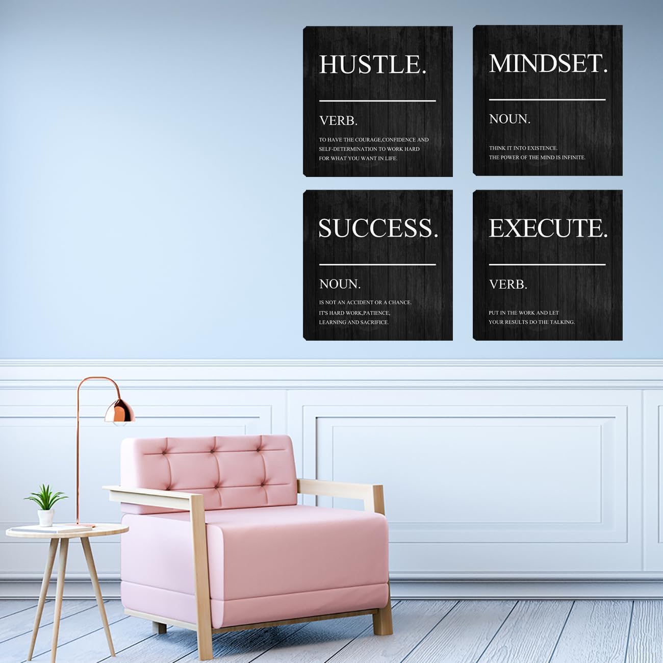 Motivational Wall Decor Canvas Framed Wall Art,Inspirational Office Quotes Canvas Home Decorations Wall Decor Artwork,Positive Quote Words Poster Wall Art for Company Living Room Bedroom 20”X20”X4