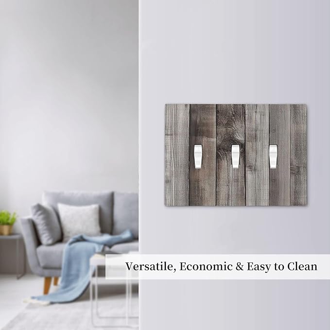 Decorative Switch Plates Vintage Brown Gray Wood Texture 3 Gang Wall Plate Triple Toggle Light Switch Cover Faceplate Electrical Wall Panels For Farmhouse Cabin Decor