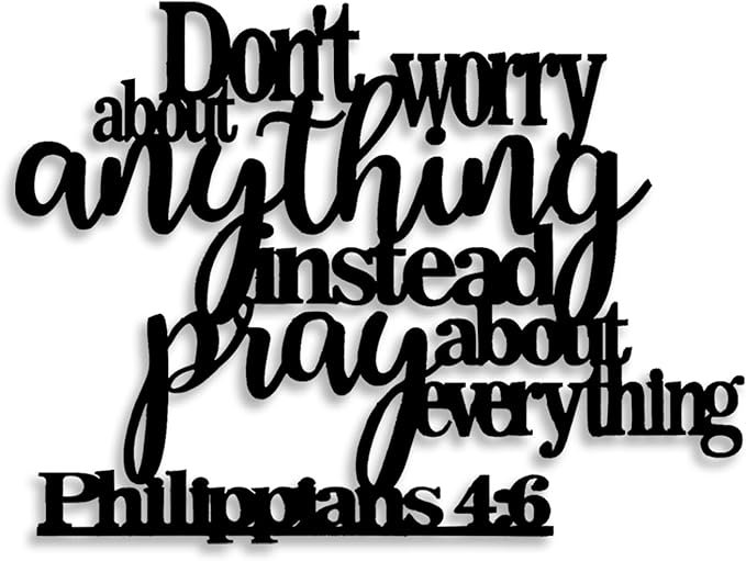 LIYOUYA Philippians4:6 Metal Wall Decor - Bible House Decor Black Wall Art Home Decor for Living Room, Bedroom, Dining Room (Black)