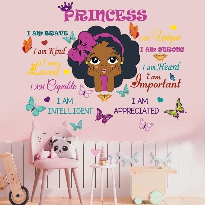 Black Girl Magic Inspirational Wall Quotes I Am Special Motivational Saying African American Wall Sticker for Nursery Baby Toddler Room Afro Kid Bedroom Playroom Wall Decoration Home Decor