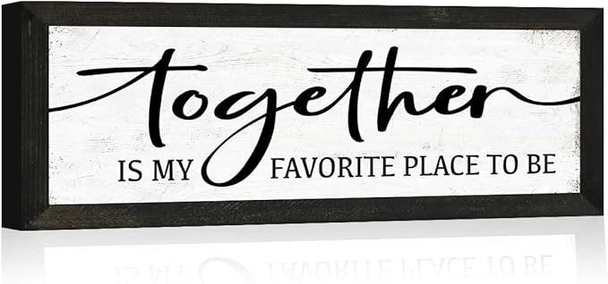 YPY Together Is My Favorite Place To Be - Rustic Wall Art Sign: Modern Abstract Letter Print, 6" x 14.5", Framed, Wall Mount, Living Room, Bedroom Decor