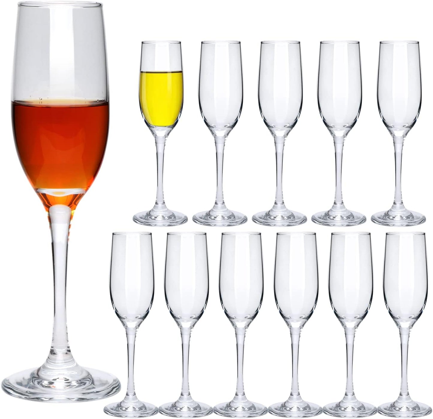 6 oz Champagne Flutes Glass, Wine Flutes Set of 12, for Champagne, Wine, High-End Banquets, Parties, Bars, Weddings, Gifts (12pcs)