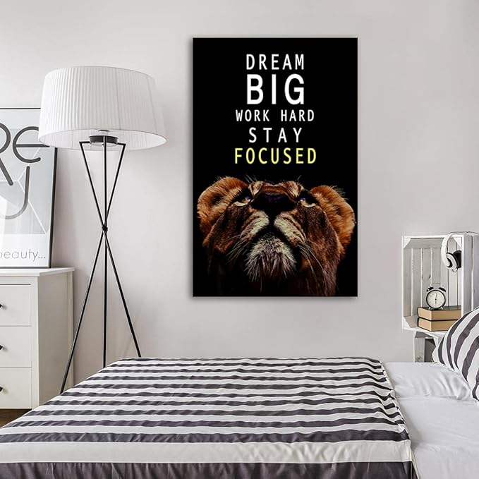 AMART SUN Dream Big and Work Hard • Motivational Print Canvas Wall Art • Inspirational Poster Artwork Modern Home Decor For Home,Office,Gym,Classroom Wall Decor Framed Ready to Hang