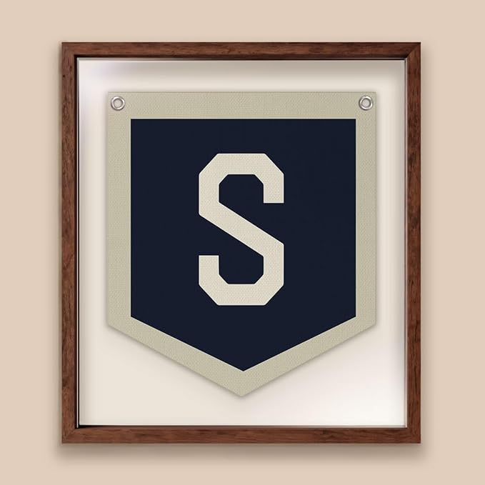 Lacama Vintage Name Sign for Personalized baby Boy Gifts，Name Pennant Flag Personalized Banner for Nursery Toddler Bedroom Playroom Kidsroom，Baby Boy Birthday Christmas Gift，Initial Monogram S 12x14