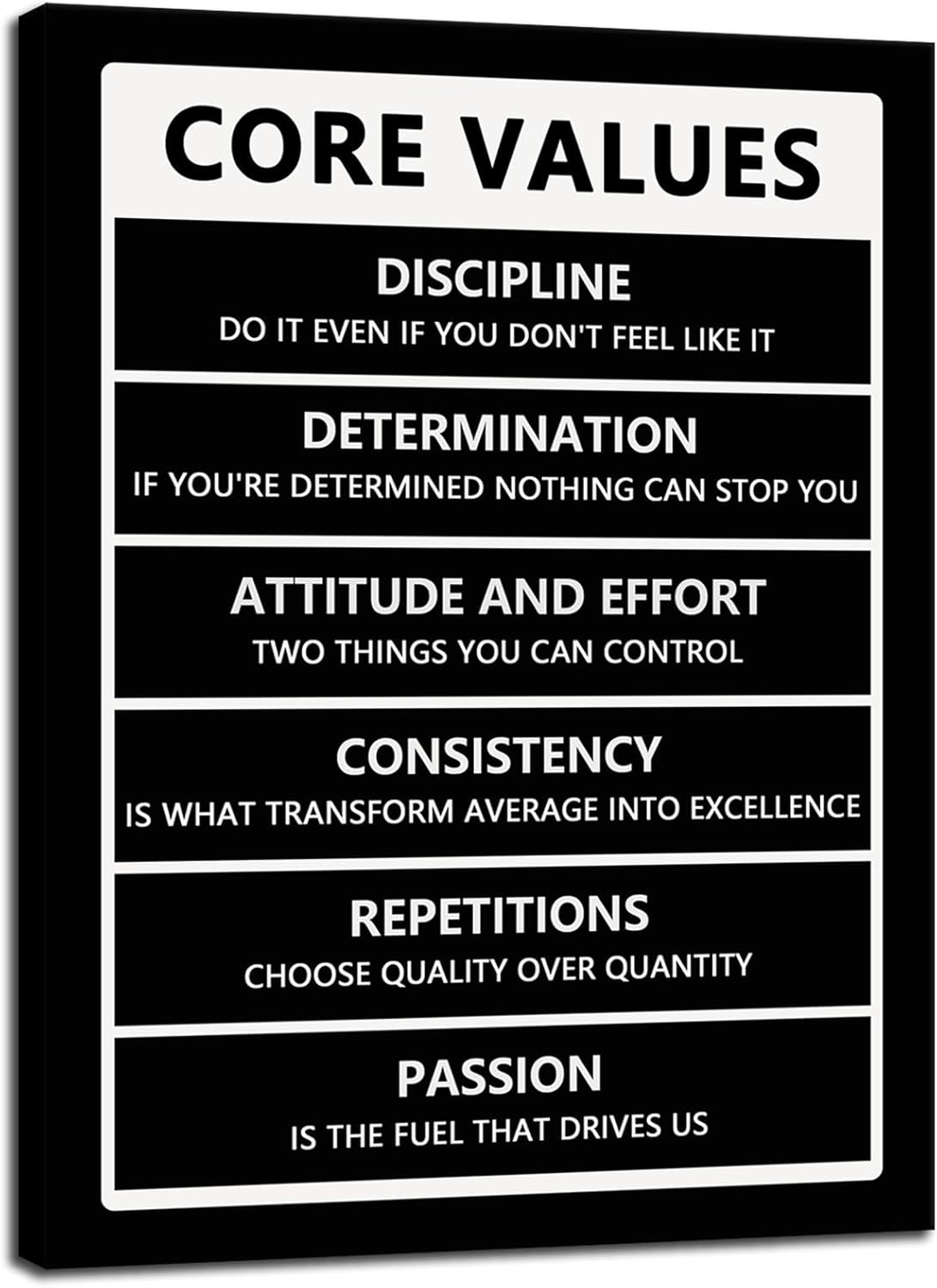Core Values Poster Inspirational Wall Art Office Wall Decor Motivational Positive Quotes Painting Inspirational Painting Prints Artwork Home Living Room Decor Framed Ready to Hang[18" W x 24" H]